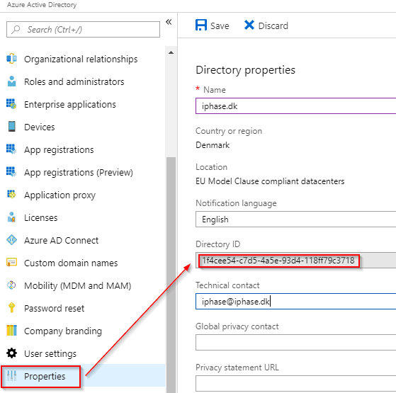 Image depicting how to find the Tenant ID or Directory ID in Azure AD